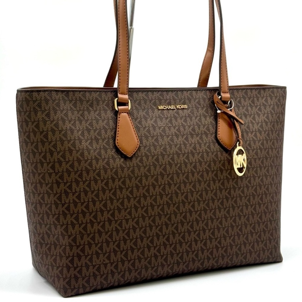 Michael Kors Sheila Large Signature Logo Tote Bag - Brown Signature - Picture 3 of 9